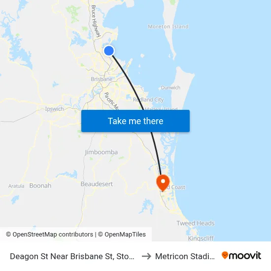 Deagon St Near Brisbane St, Stop 37 to Metricon Stadium map