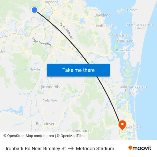 Ironbark Rd Near Birchley St to Metricon Stadium map