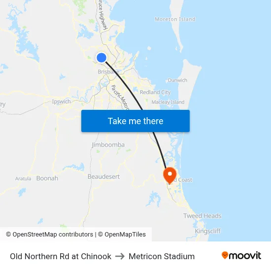 Old Northern Rd at Chinook to Metricon Stadium map