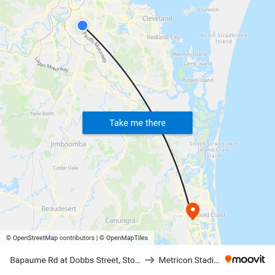 Bapaume Rd at Dobbs Street, Stop 63 to Metricon Stadium map