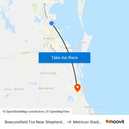 Beaconsfield Tce Near Shepherd St to Metricon Stadium map