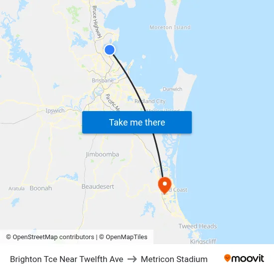 Brighton Tce Near Twelfth Ave to Metricon Stadium map