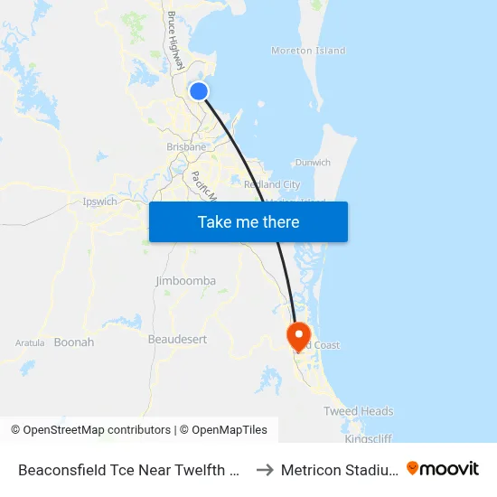 Beaconsfield Tce Near Twelfth Ave to Metricon Stadium map