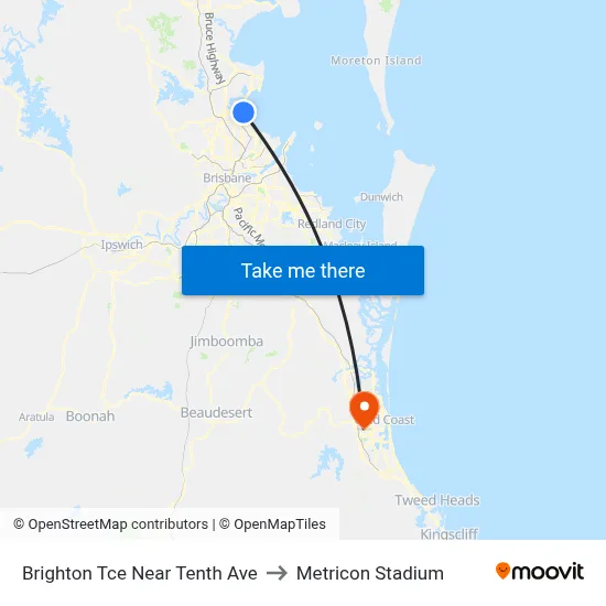 Brighton Tce Near Tenth Ave to Metricon Stadium map