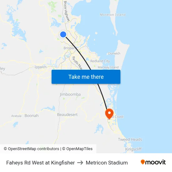 Faheys Rd West at Kingfisher to Metricon Stadium map