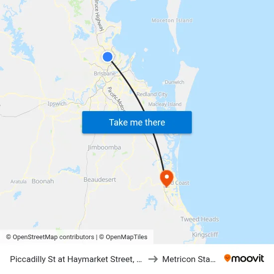 Piccadilly St at Haymarket Street, Stop 48 to Metricon Stadium map