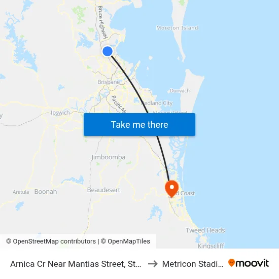 Arnica Cr Near Mantias Street, Stop 56 to Metricon Stadium map
