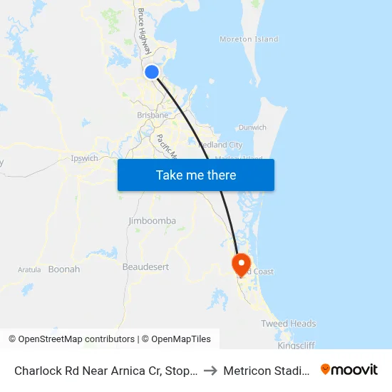 Charlock Rd Near Arnica Cr, Stop 55 to Metricon Stadium map