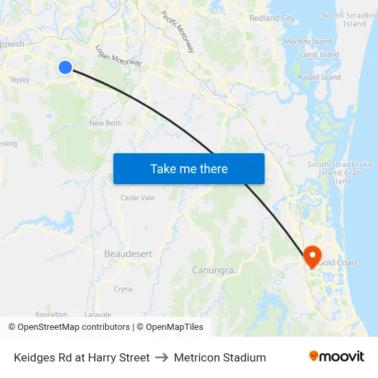 Keidges Rd at Harry Street to Metricon Stadium map