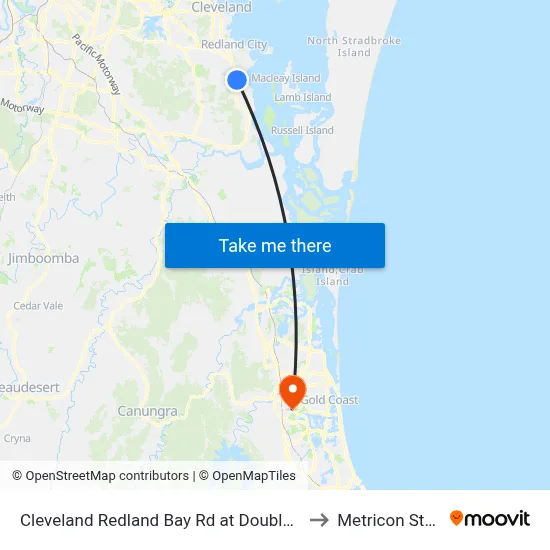 Cleveland Redland Bay Rd at Double Jump Road to Metricon Stadium map