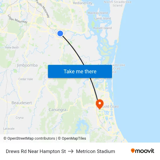Drews Rd Near Hampton St to Metricon Stadium map