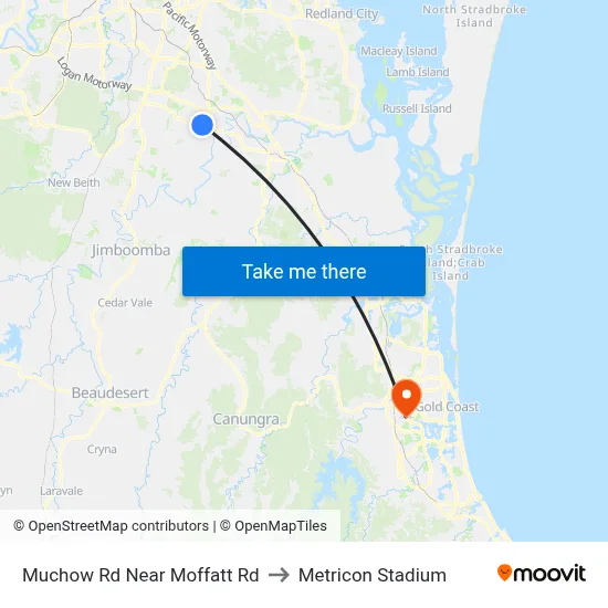 Muchow Rd Near Moffatt Rd to Metricon Stadium map