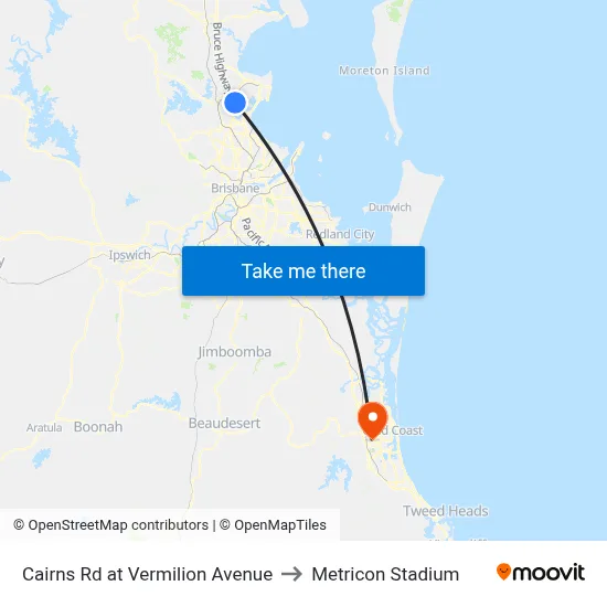 Cairns Rd at Vermilion Avenue to Metricon Stadium map