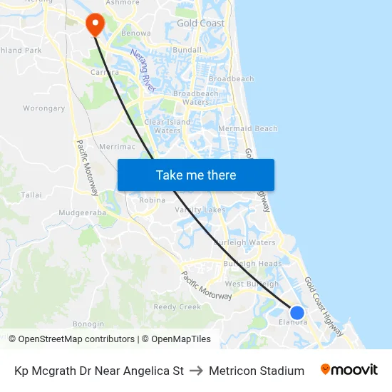 Kp Mcgrath Dr Near Angelica St to Metricon Stadium map