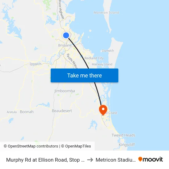 Murphy Rd at Ellison Road, Stop 41 to Metricon Stadium map