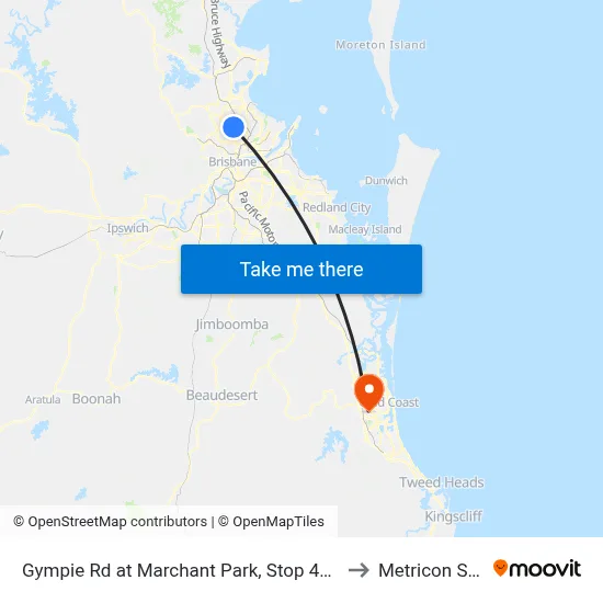 Gympie Rd at Marchant Park, Stop 40 (Temp Closure) to Metricon Stadium map