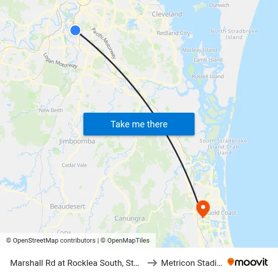 Marshall Rd at Rocklea South, Stop 41 to Metricon Stadium map