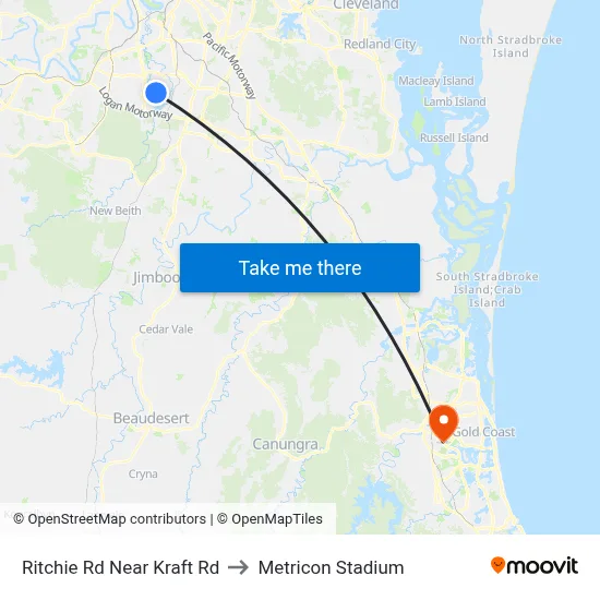 Ritchie Rd Near Kraft Rd to Metricon Stadium map