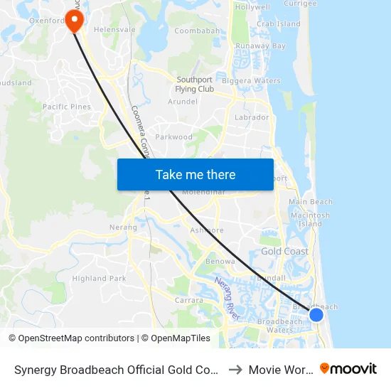 Synergy Broadbeach Official Gold Coast to Movie World map