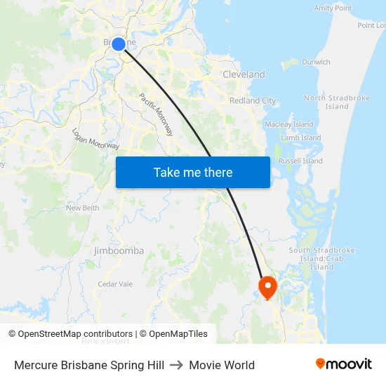 Mercure Brisbane Spring Hill to Movie World map
