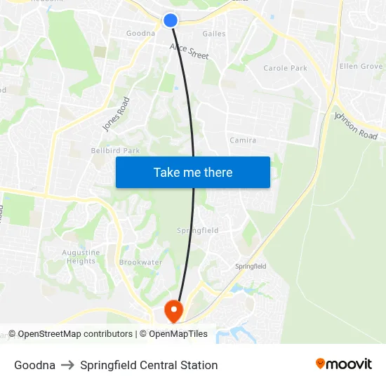 Goodna to Springfield Central Station map