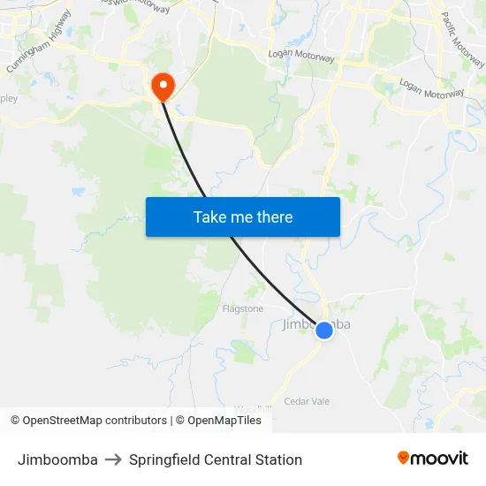 Jimboomba to Springfield Central Station map