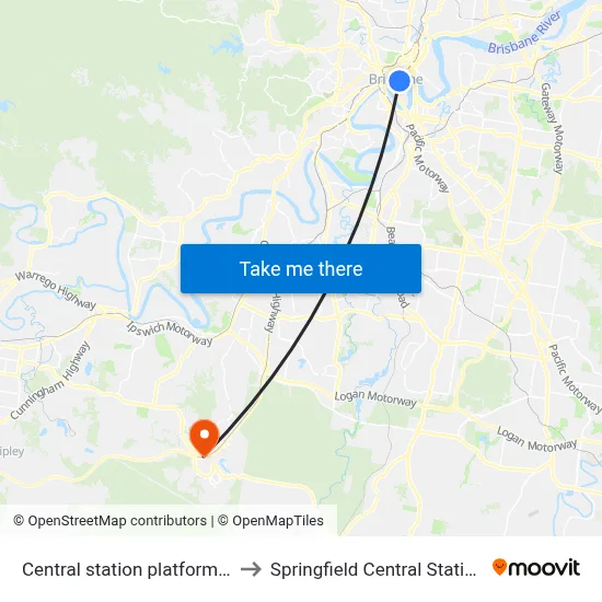 Central station platform 6 to Springfield Central Station map