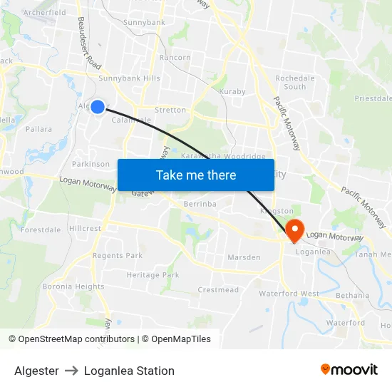 Algester to Loganlea Station map