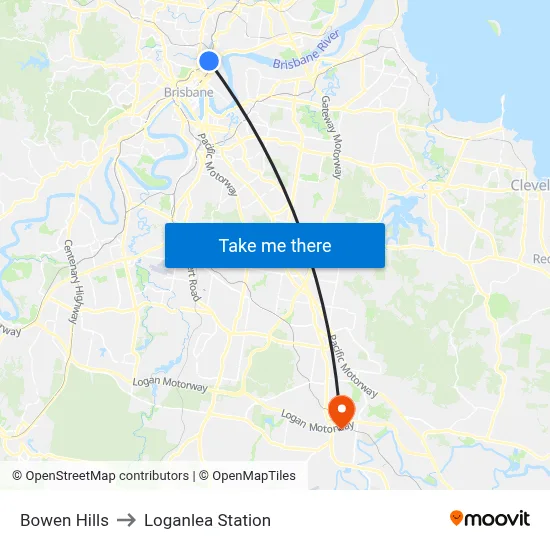 Bowen Hills to Loganlea Station map