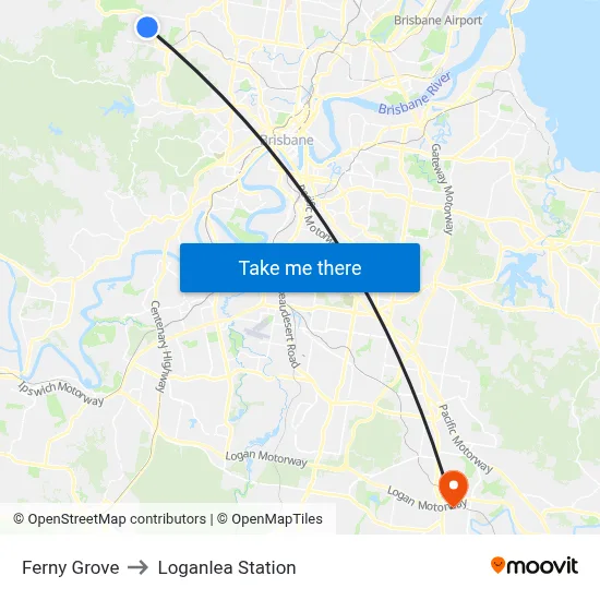 Ferny Grove to Loganlea Station map