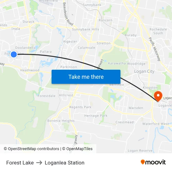 Forest Lake to Loganlea Station map