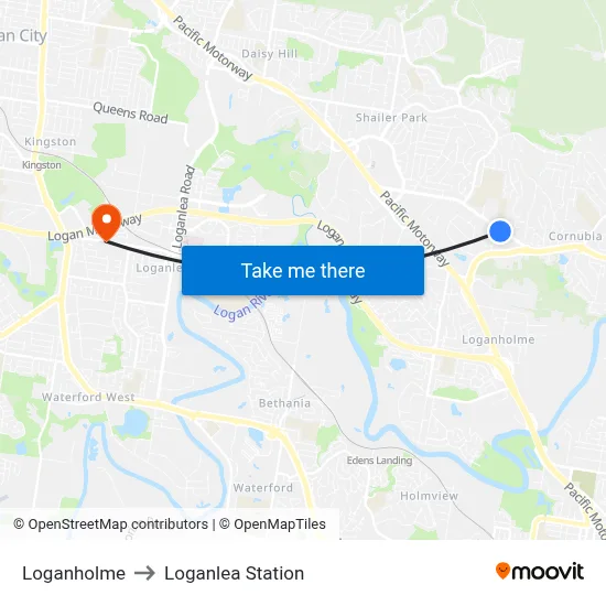 Loganholme to Loganlea Station map