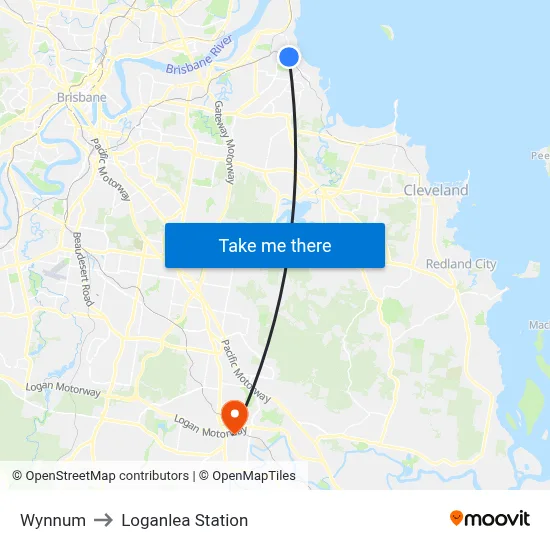Wynnum to Loganlea Station map