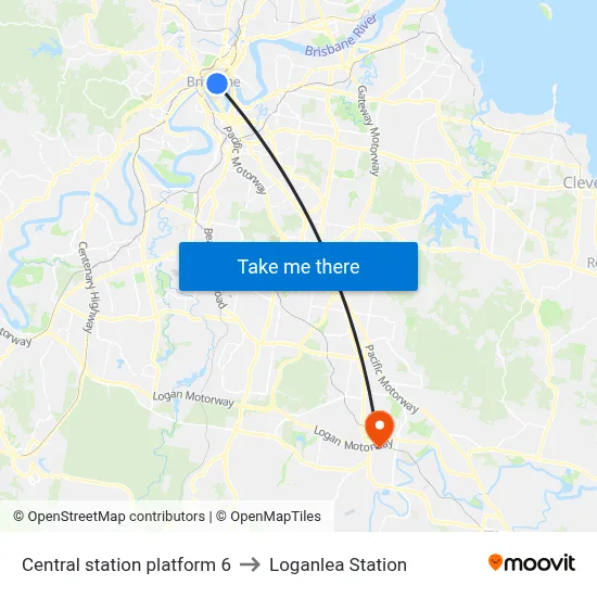 Central station platform 6 to Loganlea Station map