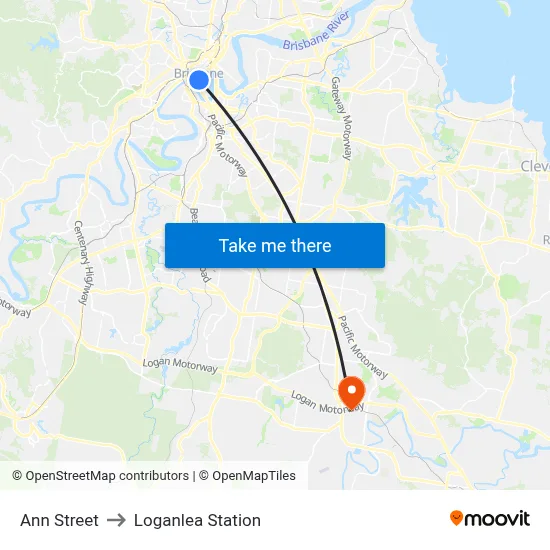 Ann Street to Loganlea Station map