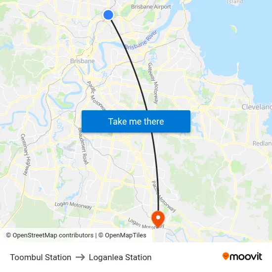 Toombul Station to Loganlea Station map