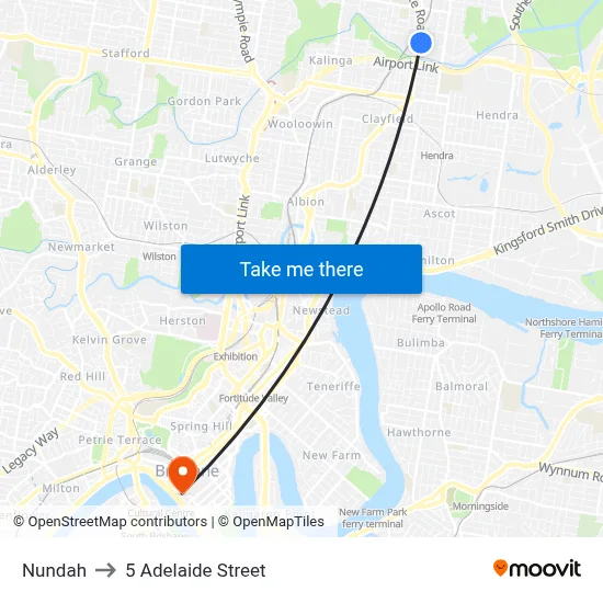 Nundah to 5 Adelaide Street map