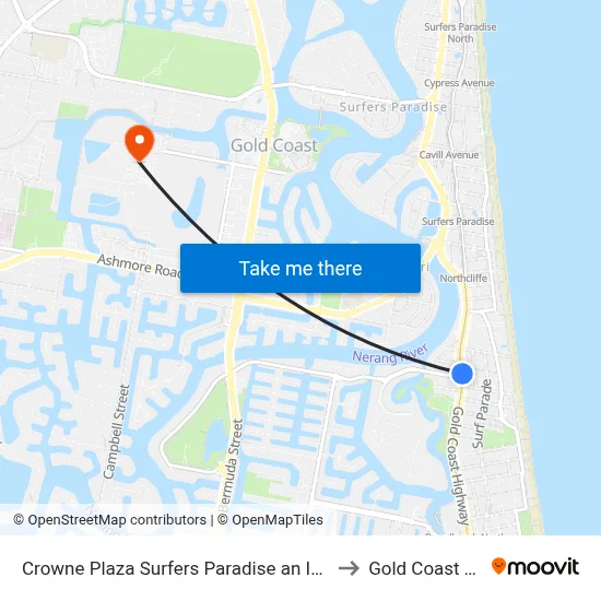Crowne Plaza Surfers Paradise an IHG Hotel Gold Coast to Gold Coast Turf Club map
