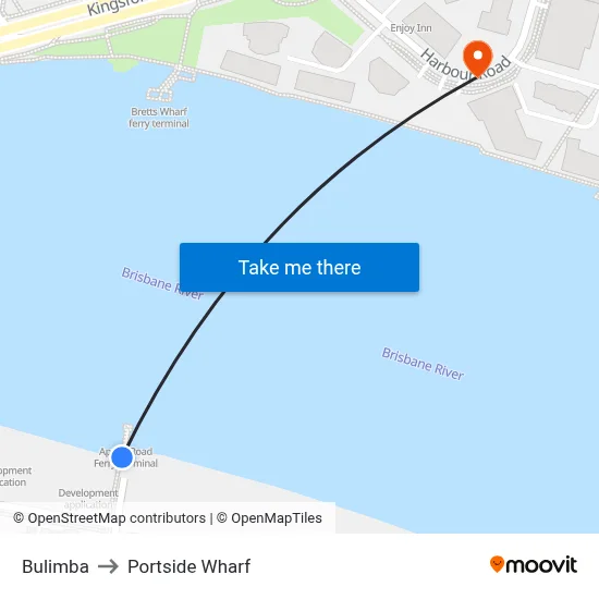 Bulimba to Portside Wharf map