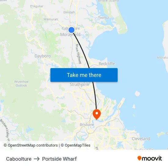 Caboolture to Portside Wharf map