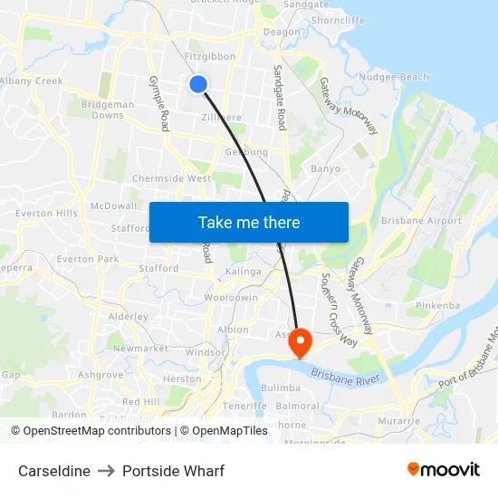 Carseldine to Portside Wharf map