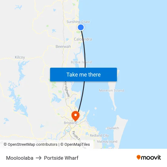Mooloolaba to Portside Wharf map