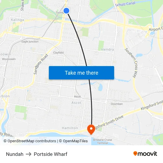 Nundah to Portside Wharf map