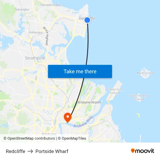 Redcliffe to Portside Wharf map