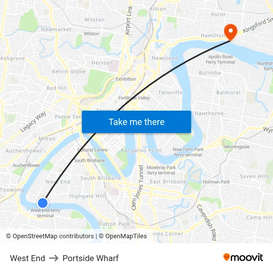West End to Portside Wharf map