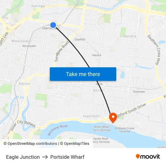 Eagle Junction to Portside Wharf map