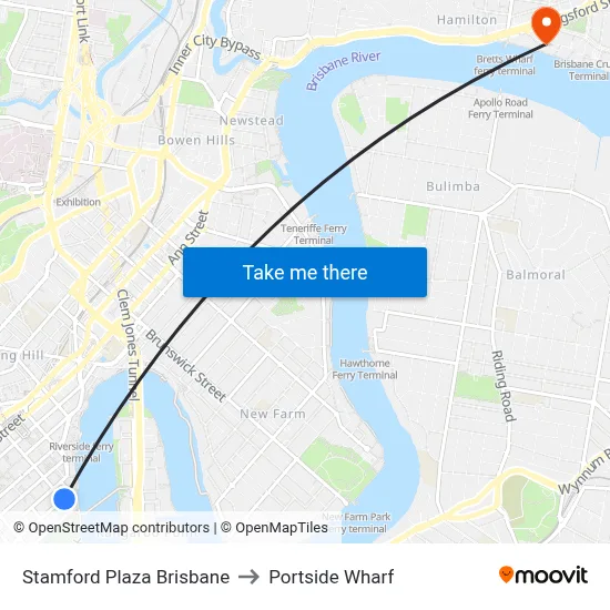 Stamford Plaza Brisbane to Portside Wharf map