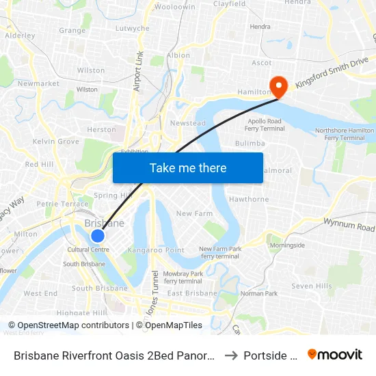 Brisbane Riverfront Oasis 2Bed Panoramic RiverView to Portside Wharf map