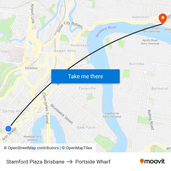 Stamford Plaza Brisbane to Portside Wharf map