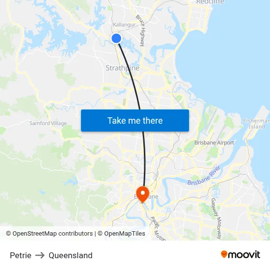 Petrie to Queensland map